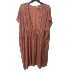 Sheer Lace Boho Kimono 2X Fairycore Stevie Nicks Dusty Rose Open, adjustable